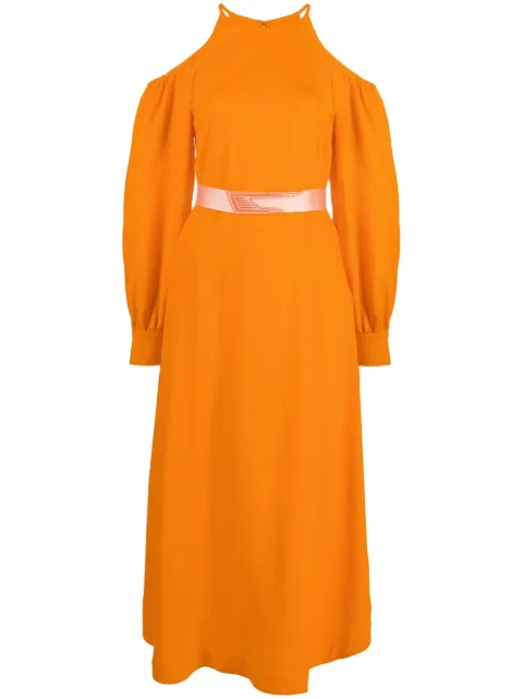 Stella McCartney cold-shoulder belted dress Orange 604365SSA02K7501