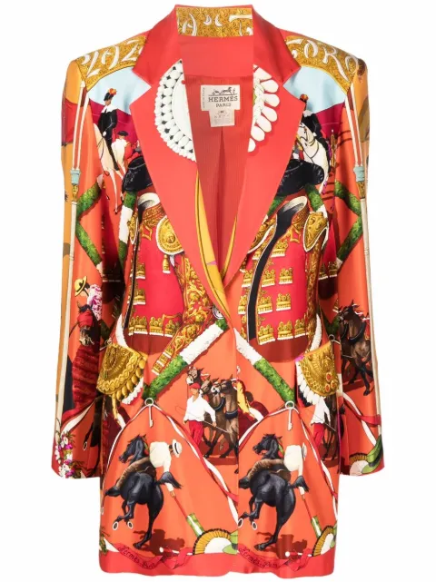 Hermès Pre-Owned 1990 printed single-breasted blazer Red HER7200
