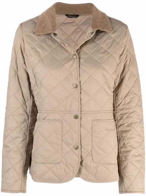 Barbour Deveron corduroy-collar quilted jacket Neutrals LQU1012BE34