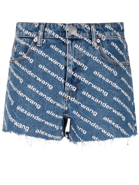 Alexander Wang logo-print denim shorts Blue 4DC1214897