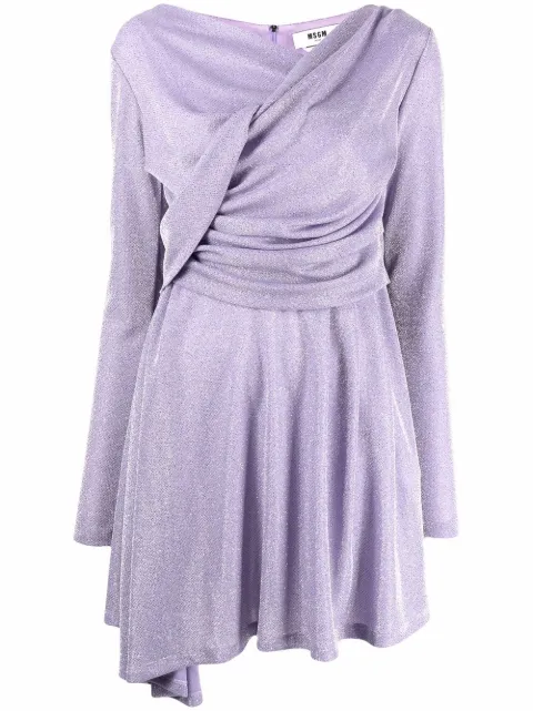 MSGM long-sleeved gathered dress Purple 3141MDA37217600