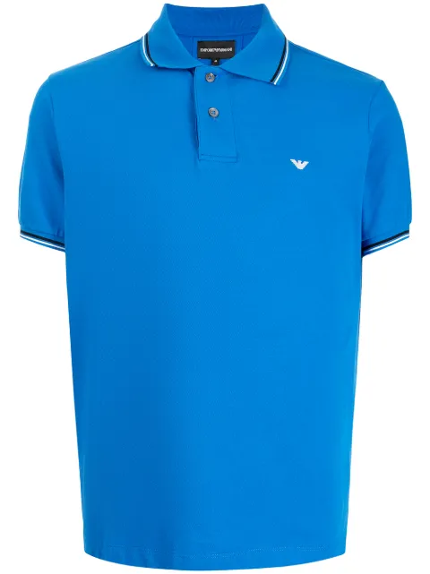 Emporio Armani embroidered-logo short-sleeved polo shirt Blue 8N1FB31JPTZ