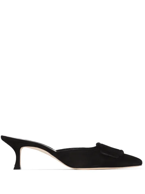 Manolo Blahnik Maysale 50mm suede mules Black 9XX0246