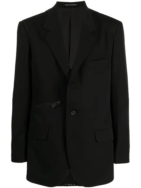 Yohji Yamamoto zip-detail cotton blazer Black HXJ13100