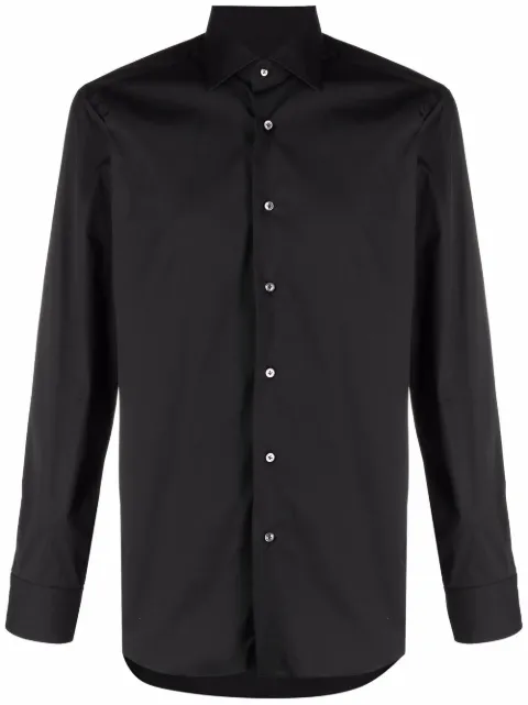 Barba long-sleeve poplin shirt Black I1U12P01PZ27