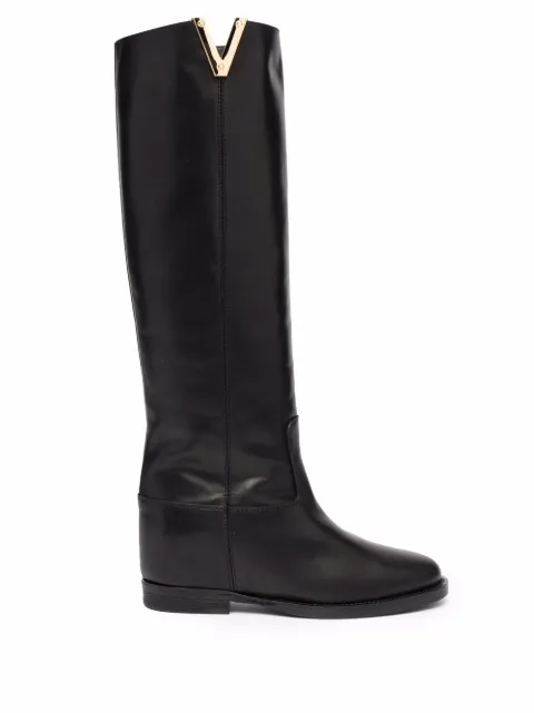 Via Roma 15 logo-plaque cut-out boots Black 2568776NERO