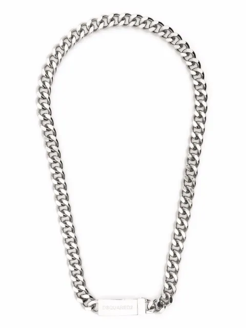 DSQUARED2 logo-plaque chain necklace Silver NEM012637200001