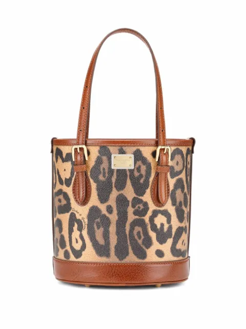 Dolce & Gabbana small Crespo leopard-print bucket bag Brown BB6934AW384