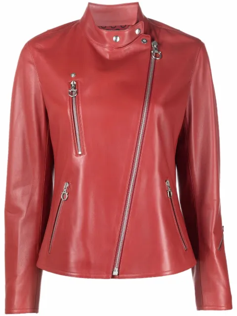 Ferragamo high-neck leather jacket Red 746292