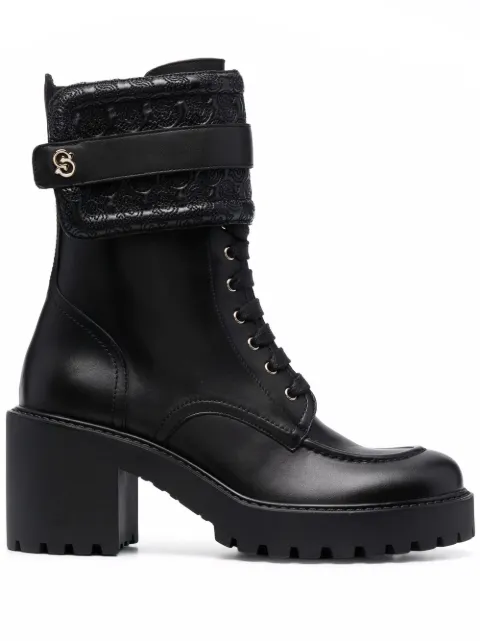 Ferragamo Shiraz leather combat boots Black 745555