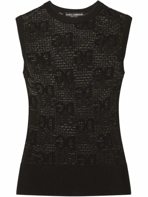Dolce & Gabbana sleeveless lace-stitch top Black FXD66TJAIEK