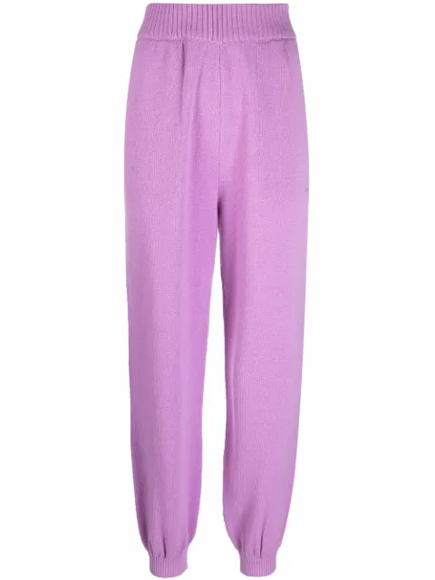 MSGM merino-blend knitted track pants Purple 3141MDP110217790