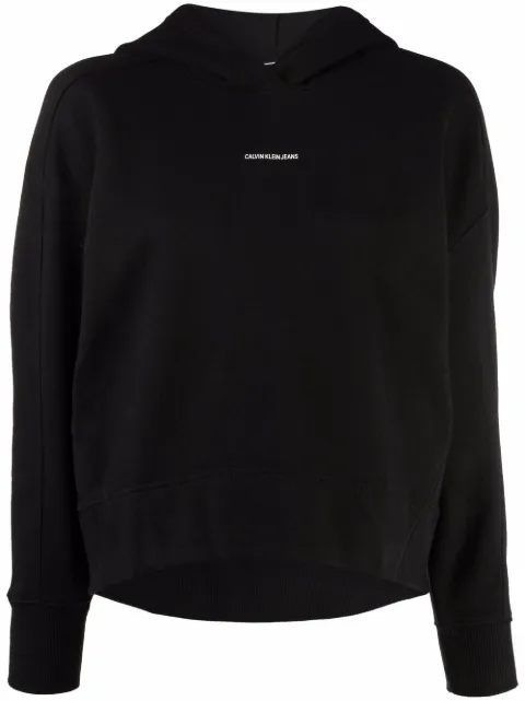 Calvin Klein logo-print cotton hoodie Black J20J215462