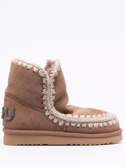 Mou stitch-detail slip-on boots Brown MUFW101050APKBRO