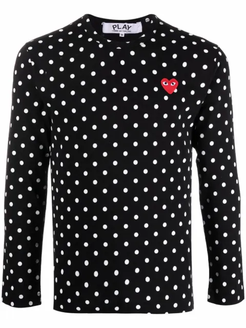 Comme des Garçons Homme polka dot-print long-sleeved T-shirt Black AZT1660511