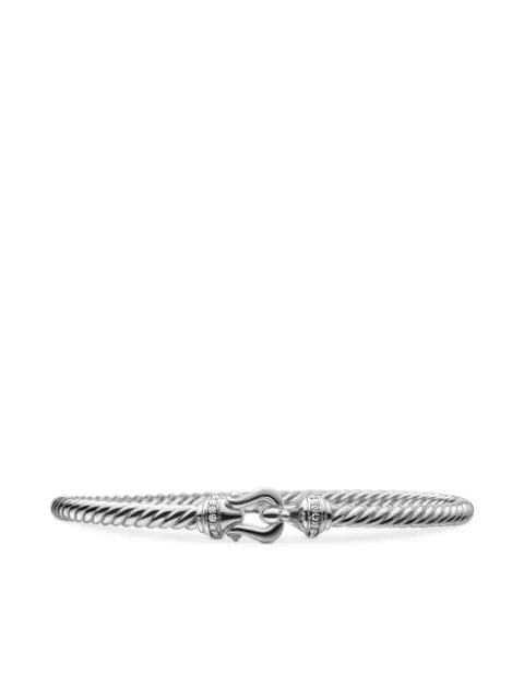 David Yurman 18kt white gold Buckle Cablespira diamond bracelet (3.5mm) Silver B14626D8WADI