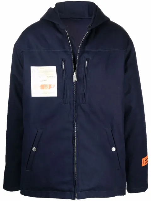 Heron Preston patch-detail hooded jacket Blue HMEA070F21FAB0024500