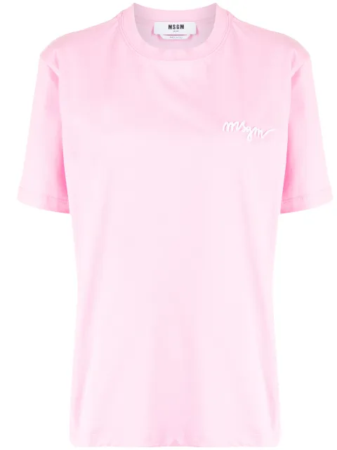 MSGM chest-logo crew neck T-shirt Pink 2000MDM540200002