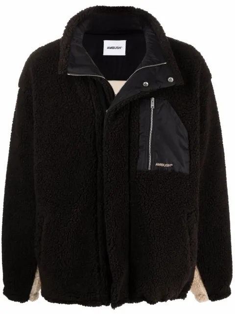 AMBUSH panelled sherpa jacket Neutrals BMEA014F21FAB0016061