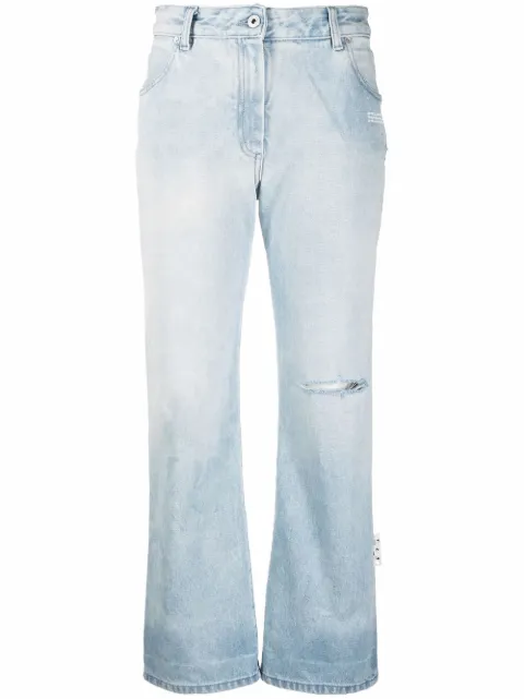 Off-White high-rise distressed straight-leg jeans Blue OWYA004F21DEN0014000
