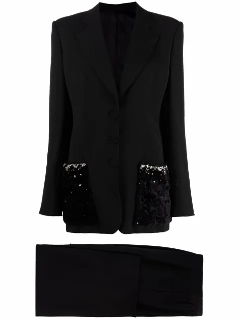 Gianfranco Ferré Pre-Owned 1990s panelled pockets two-piece suit Black GIFE750A