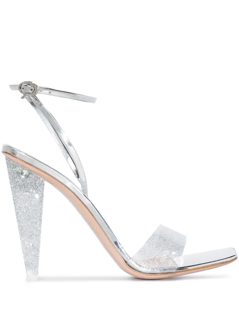 Gianvito Rossi 111mm Odyssey glitter-embellished sandals Silver G3210515PLEPGM
