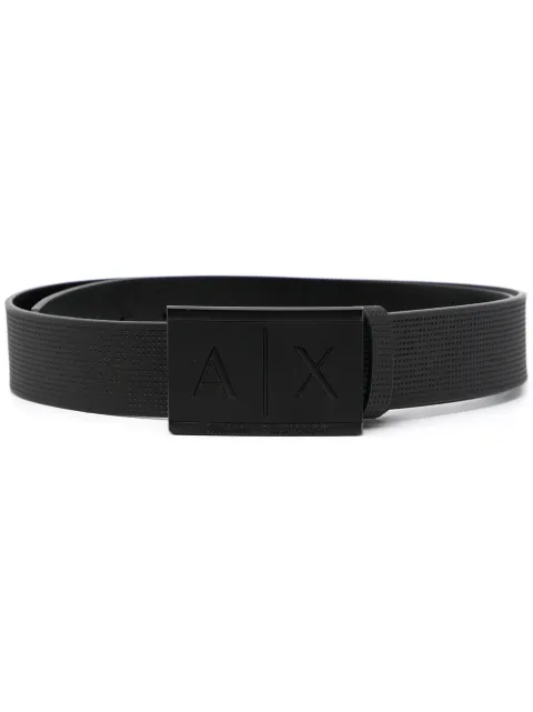 Armani Exchange logo plaque leather belt Black 951019CC507