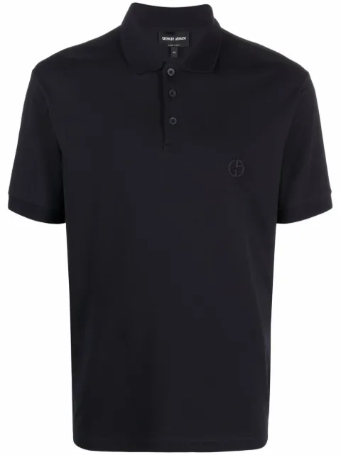 Giorgio Armani logo-embroidered polo shirt Blue 8NSF70SJCNZ