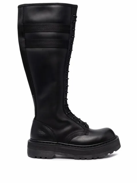 Premiata striped knee-high boots Black M6094BLACK