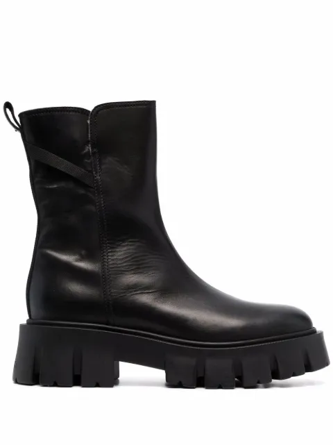 Premiata leather shearling boots Black M6112BLACK
