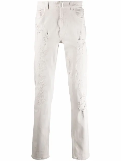 Givenchy distressed-effect slim-fit jeans White BM50ST50NJ