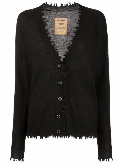Uma Wang frayed-edge cashmere cardigan Grey UK7156