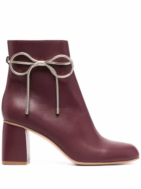 RED(V) bow-detail leather ankle boots Red QS0G18TPB