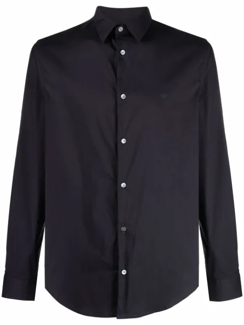 Emporio Armani logo-patch longsleeved shirt Blue 8N1C091NI9Z