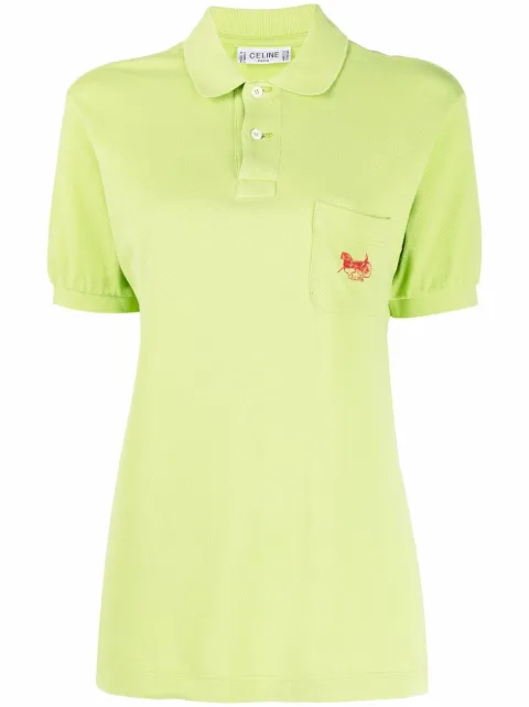 Celine Pre-Owned 1990s logo-embroidered polo shirt Green 131156