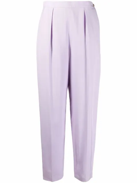 CHANEL Pre-Owned 2000s tailored-cut tapered silk trousers Purple 131139