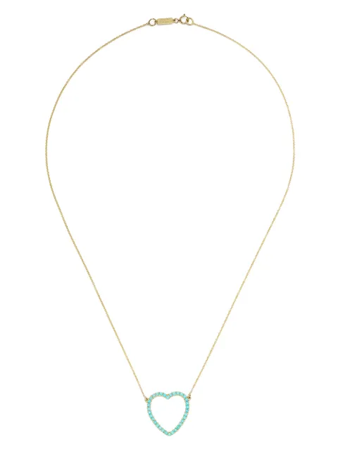 Jennifer Meyer 18kt yellow gold turquoise large open heart pendant necklace Black JMJYGTLGOPENHEARTN