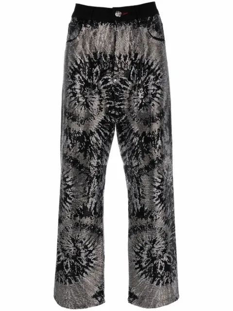 Philipp Plein embellished wide-leg jeans Black AAACWDT1741PDE004N