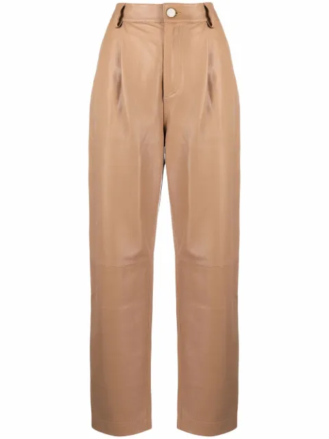 RED Valentino high-waist leather trousers Neutrals RNF00M639