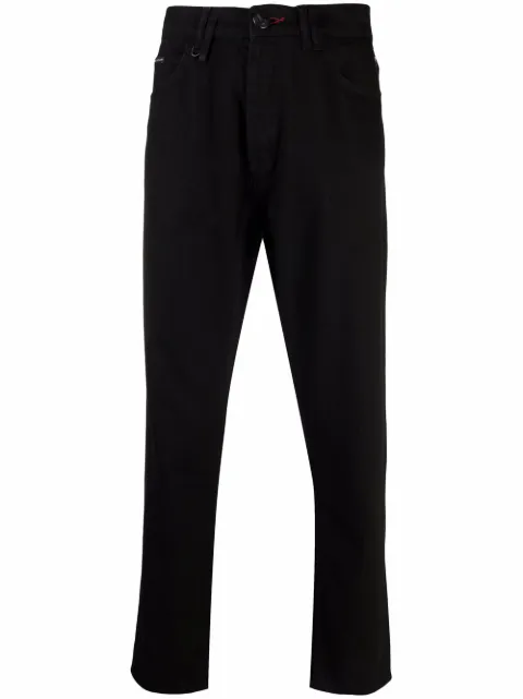 Philipp Plein logo-patch detail trousers Black FAACMDT2564PDE004N