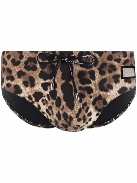 Dolce & Gabbana leopard-print swim briefs Brown M4A09JFSGDM