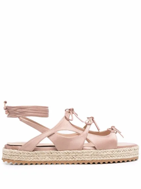 Scarosso Paula multi-tie espadrille sandals Pink SWEETLACESANDPINSILK