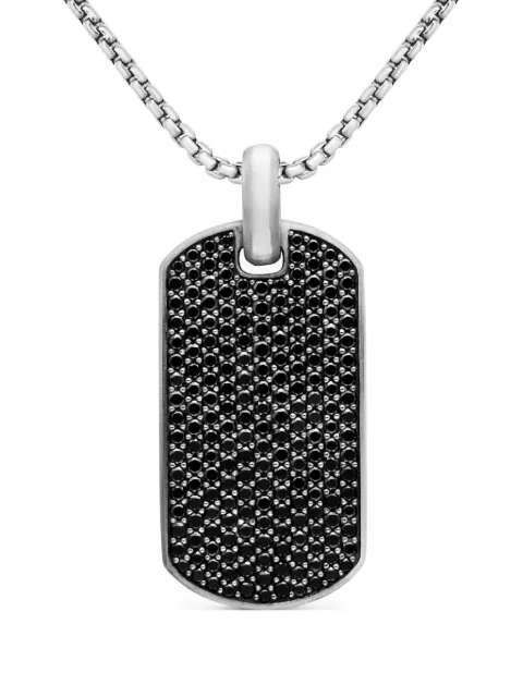 David Yurman sterling silver Chevron diamond tag (42mm) Black D25319MSSABD