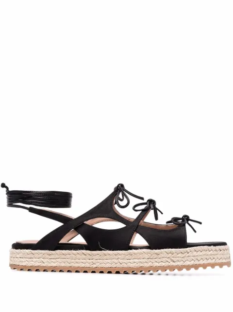 Scarosso x Paula Cademartori leather sandals Black SWEETLACESANDBLASILK