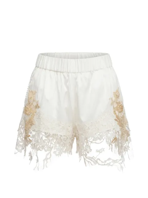 Almaz lace-trim mini shorts White PS17TR10