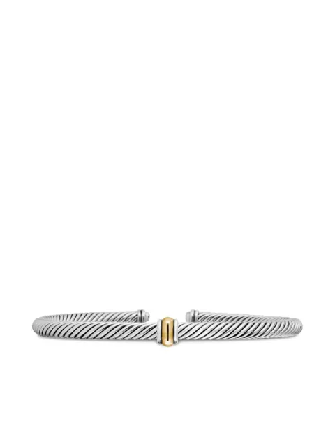 David Yurman 18kt yellow gold and sterling silver Classic Cable Station Bracelet (4mm) Silver B14761S8