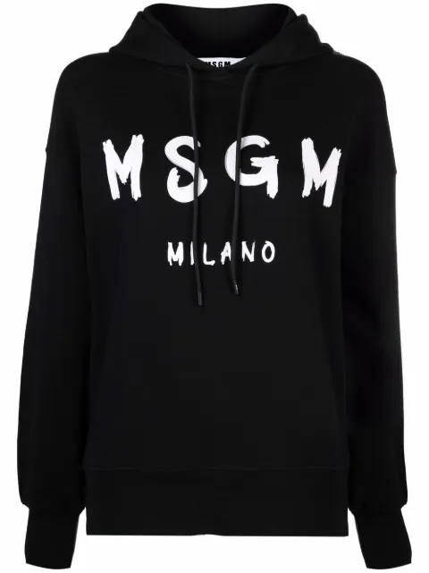 MSGM logo-print cotton hoodie Black 2000MDM515200000