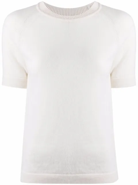 Barrie short-sleeve cashmere top White C166306