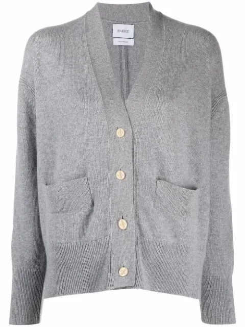 Barrie rib-detail cashmere cardigan Grey C159201