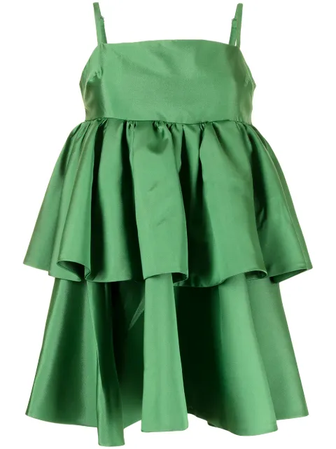 Macgraw Conversation tiered mini dress Green P023G